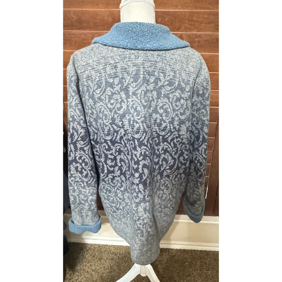 Vintage Mulberry Street Wool Coat Jacket Womens L Blue Tapestry button pockets - Picture 5 of 9